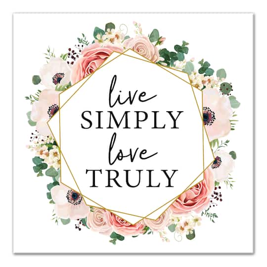 Live Simply Love Truly Floral Canvas Art